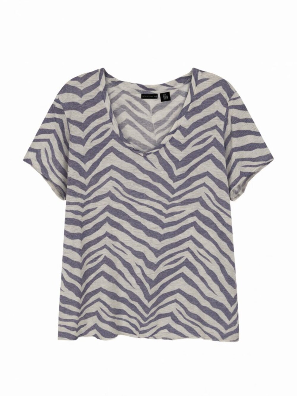 Tahari Gray White Zebra Print Women's Top 2X Gray/White
